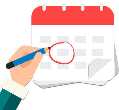 Imagem ilustrativa com uma mão circulando uma data no Calendário
