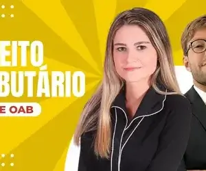 Professores Camila Vilaça e Rodrigo Schwartz apresentando o Curso de Direito Tributário para 2ª Fase OAB