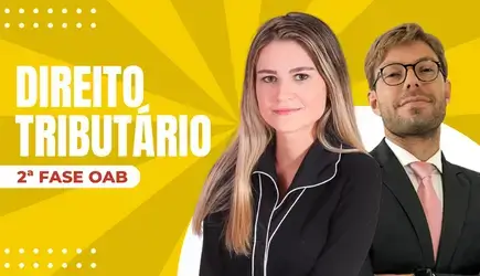 Professores Camila Vilaça e Rodrigo Schwartz apresentando o Curso de Direito Tributário para 2ª Fase OAB